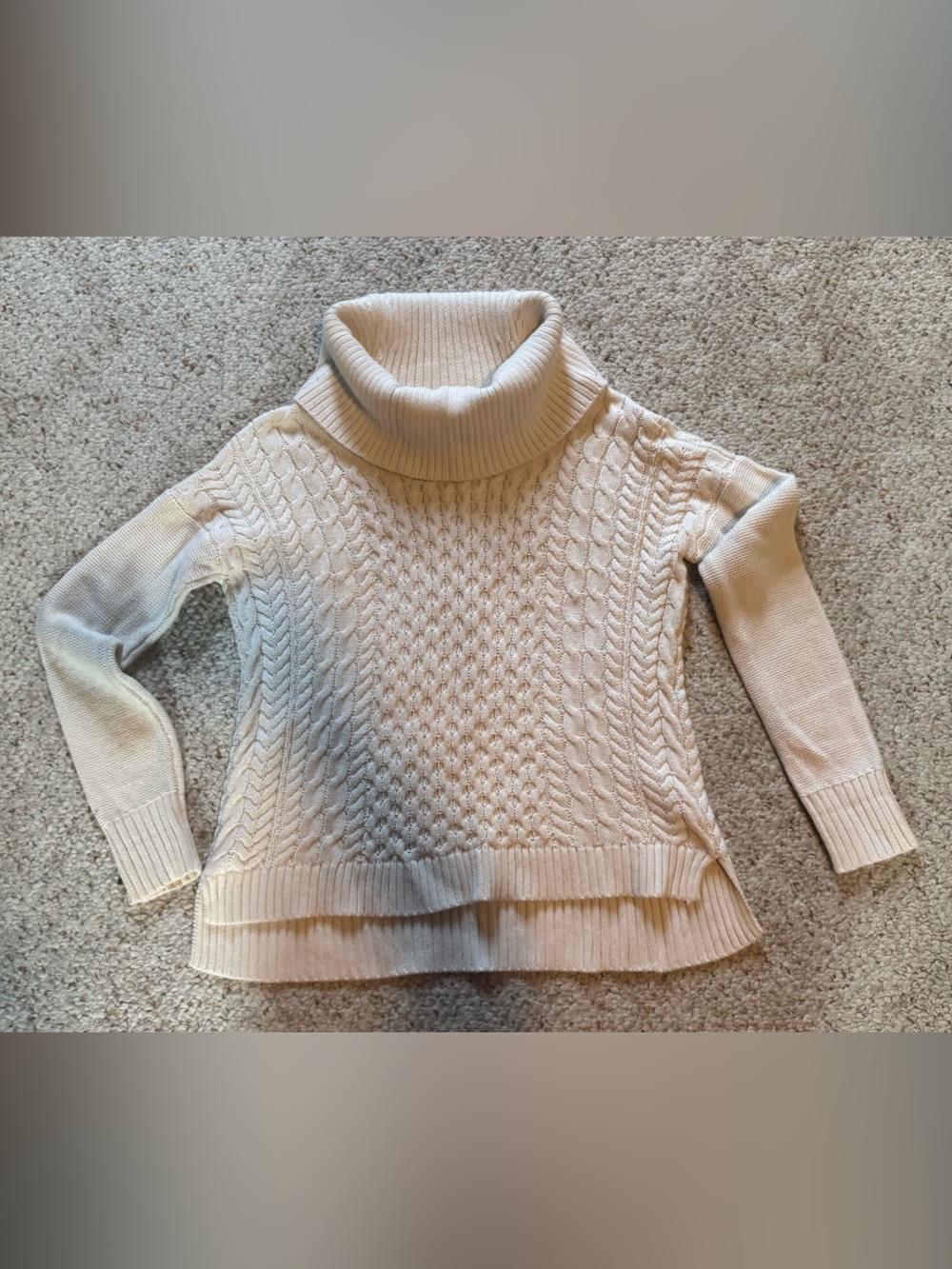 American Eagle Outfitters Cable Knit Turtleneck Sweater - Cream